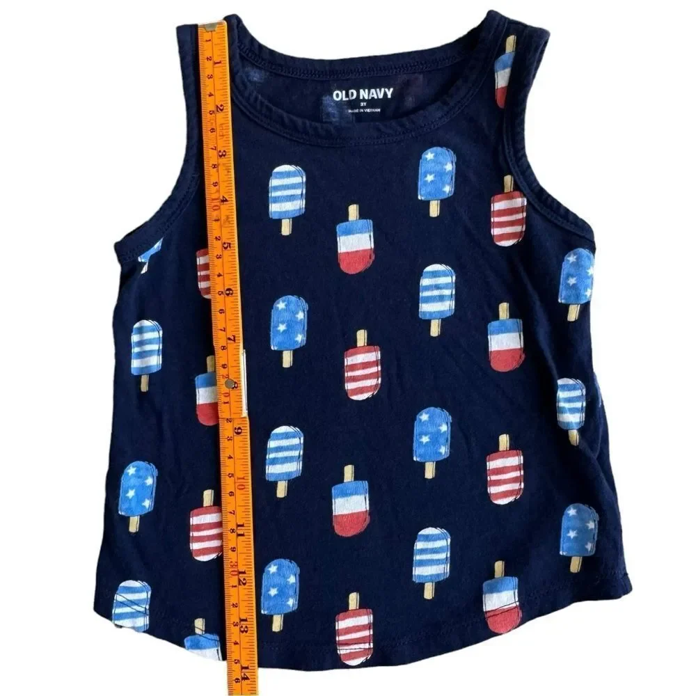 Old Navy Girls Toddler Kids Sleeveless Popsicle Print Cotton Graphic Tee. 2. 2T.